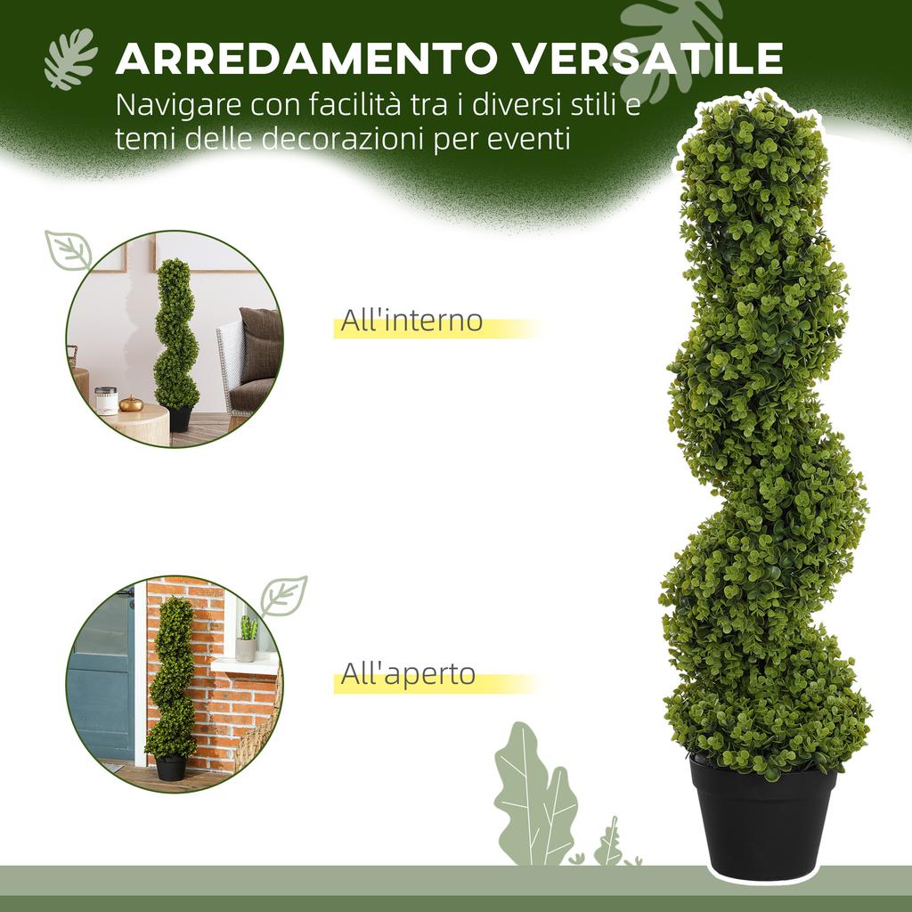 Artificial Spiral Eucalyptus Plant with Pot Included for Indoor and Outdoor, Height 90 cm, Green