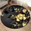 Golden Rose Pattern Circular Floor Mat Kitchen Hallway Carpet Bedroom Living Room Bedroom Soft Carpet Non-slip Carpet Home Decor