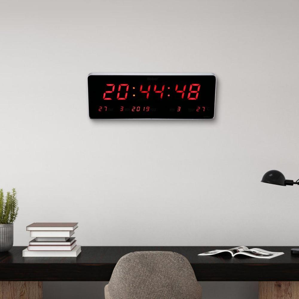 Silent Electronic Calendar Clock Red Number Wall Hanging Clock Convenient Desktop Clock Bedroom