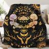 Mushroom Hippie Blanket Moth Gothic Witchy Flannel Throw Blankets for All Season Sun Moon Fuzzy Soft Bed Sofa Office Blanket