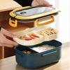 Portable Hermetic Lunch Box, 2 Layer Grid, Student Bento Box with Fork Spoon, Leakproof, Microwavable, Prevent Odor, School