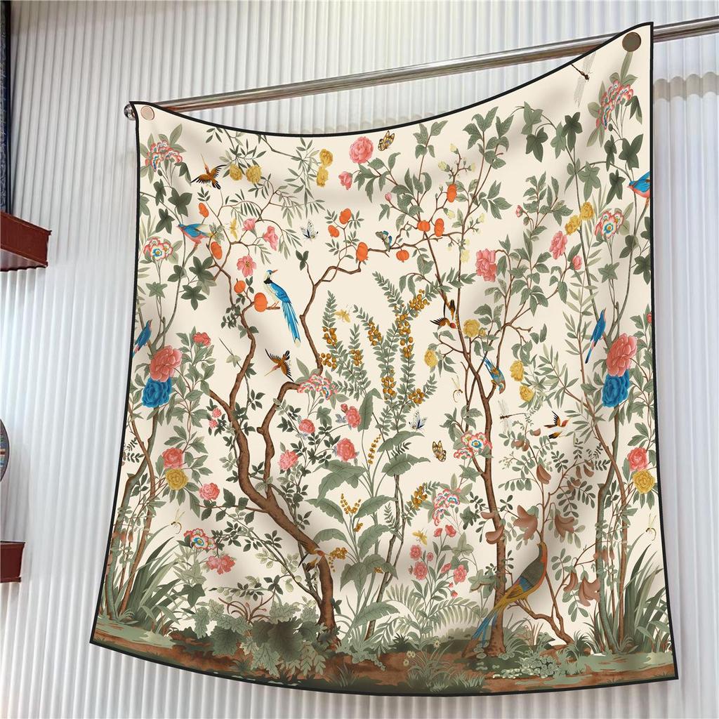 90cm Korean-Style High-Quality Twill Silk Chain Print Ladies' Decorative Shawl