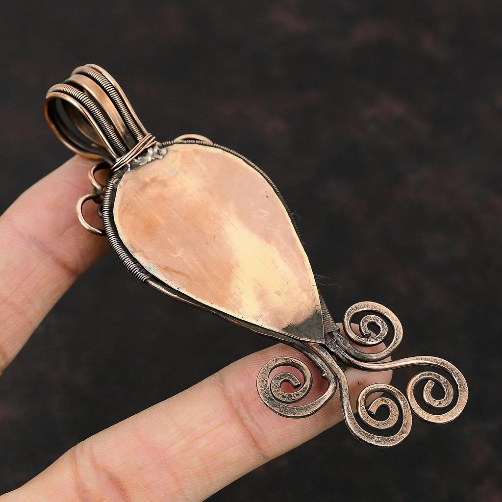 Оранжевый резной кулон с лицом из кости, кулон из медной проволоки, кулон с кораллом и бирюзой, драгоценный камень, медные украшения, украшения из проволоки ручной работы для подарка