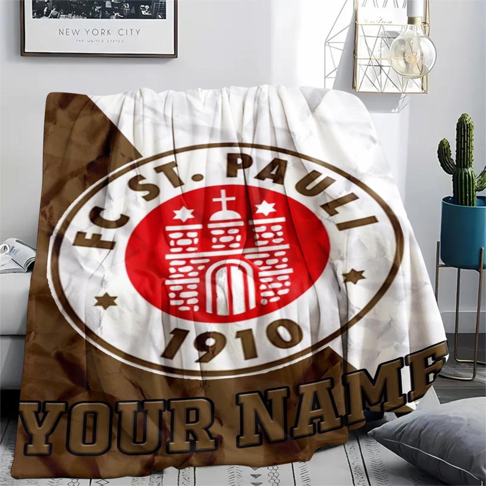 1PC Custom Name St.Pauli Patterned Flannel Blanket Suitable For All Seasons for Home Decor Warmth and Comfort Gifts Holiday Present