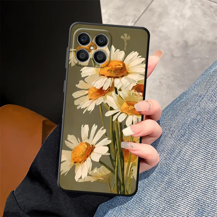 Чехол для телефона Funda для Honor 200 400 Lite X7 X6 8X X8 Magic5Lite X5b 70 90 X9a Масляная живопись Цветок
