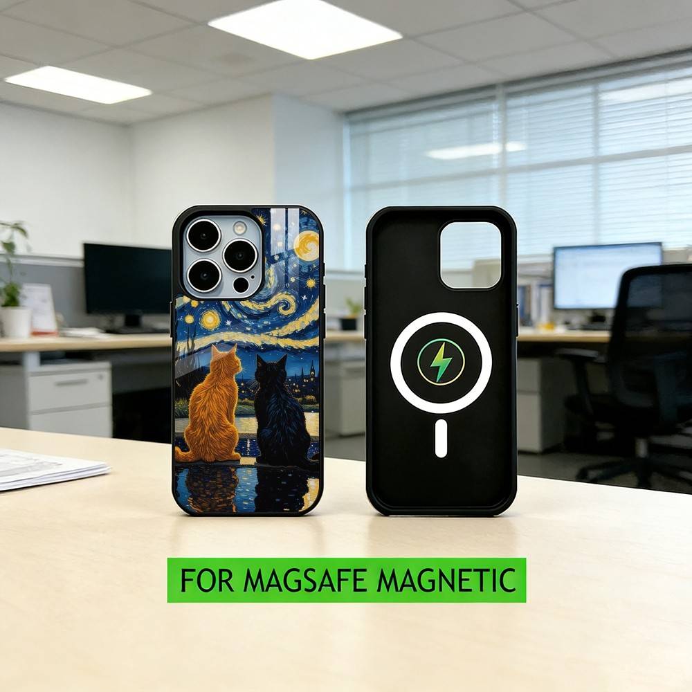 Чехол для телефона Van Gogh Звездная ночь Для iPhone 17, 16, 15, 14, 13, 12, 11 Plus, Pro Магнитный Для Magsafe Беспроводная зарядка