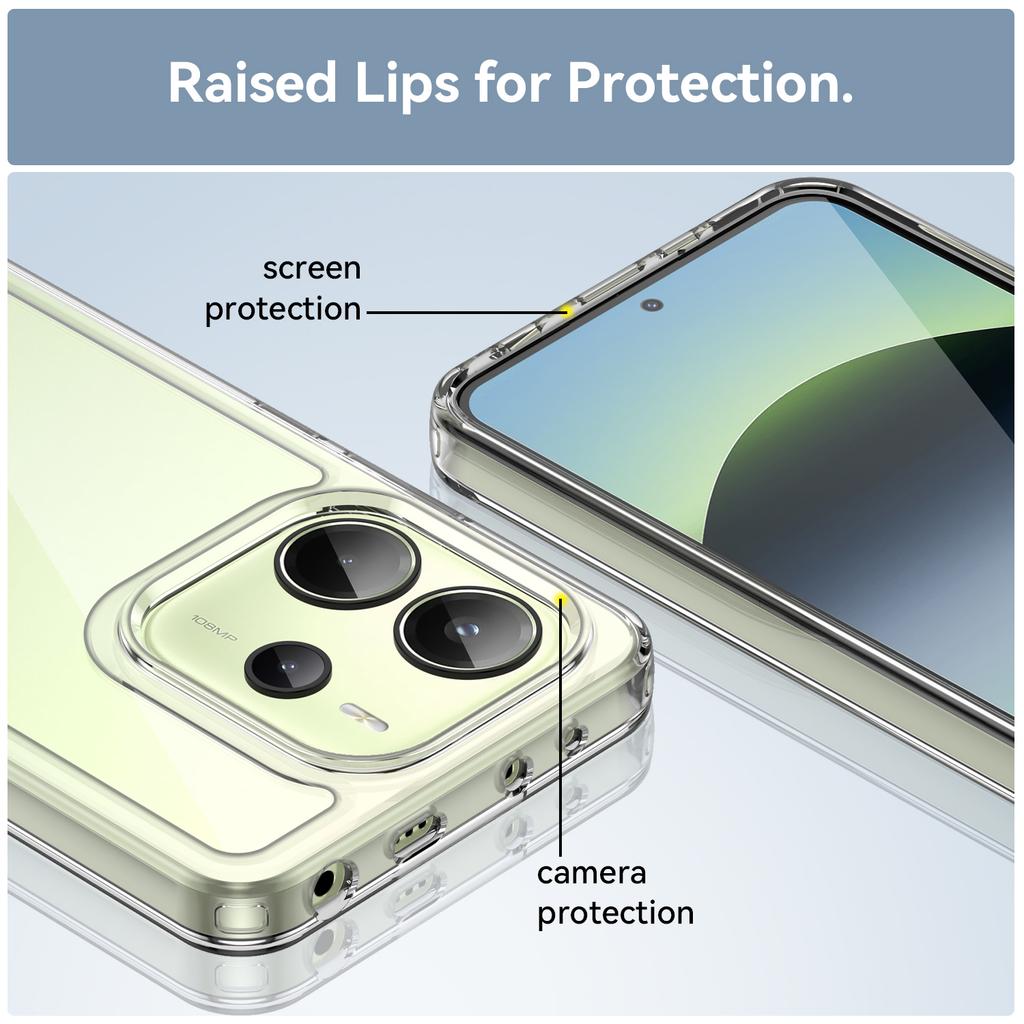 For Xiaomi Redmi Note 14 4G (164.84mm) Case TPU Acrylic Clear Phone Cover with Tempered Glass Film