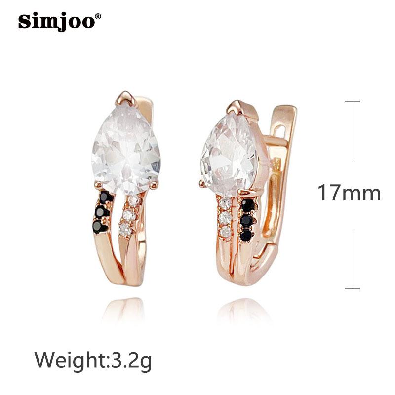 SIMJOO Fashionable Rose Gold Color Earclasp with Simple Personality and Water Drop Set Zircon Earrings