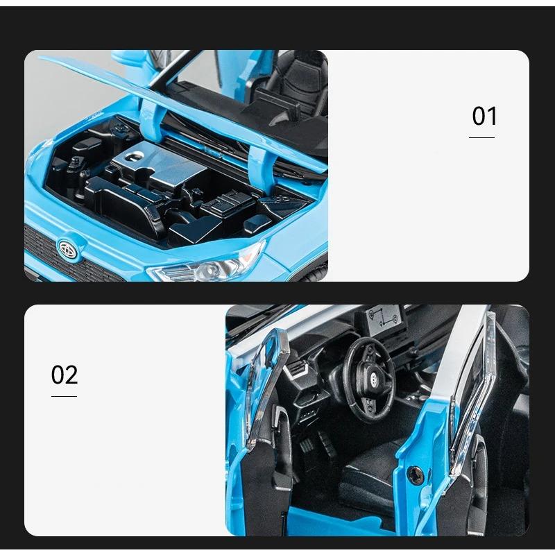 1/22 Toyota RAV4 SUV Alloy Cast Toy Car Model Sound and Light Pull Back Children's Toy Collectibles Birthday Gift