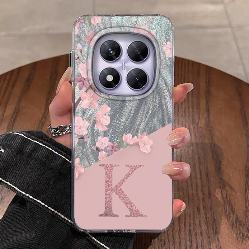 Case For Redmi Note 13 Pro 14 Pro Plus Redmi A3 14C Poco X7 Pro Xiaomi 13T 14T 5G Phone Cover Letter Flowers For Redmi A5 Bumper