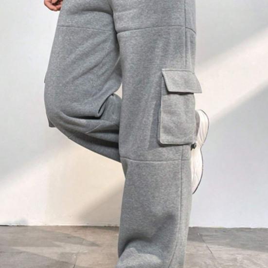 Брюки карго эластичные с высокой талией регулируемым шнурком длинные