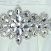 Rhinestone Bridal Sash Waist Belt with White Satin Ribbon for Wedding Dress