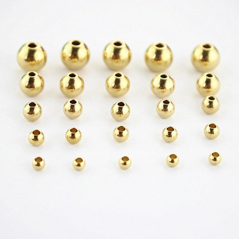 14k Gold-Plated Color-Preserving Small Beads: Polished Spacer Beads for DIY Handmade Jewelry Accessories