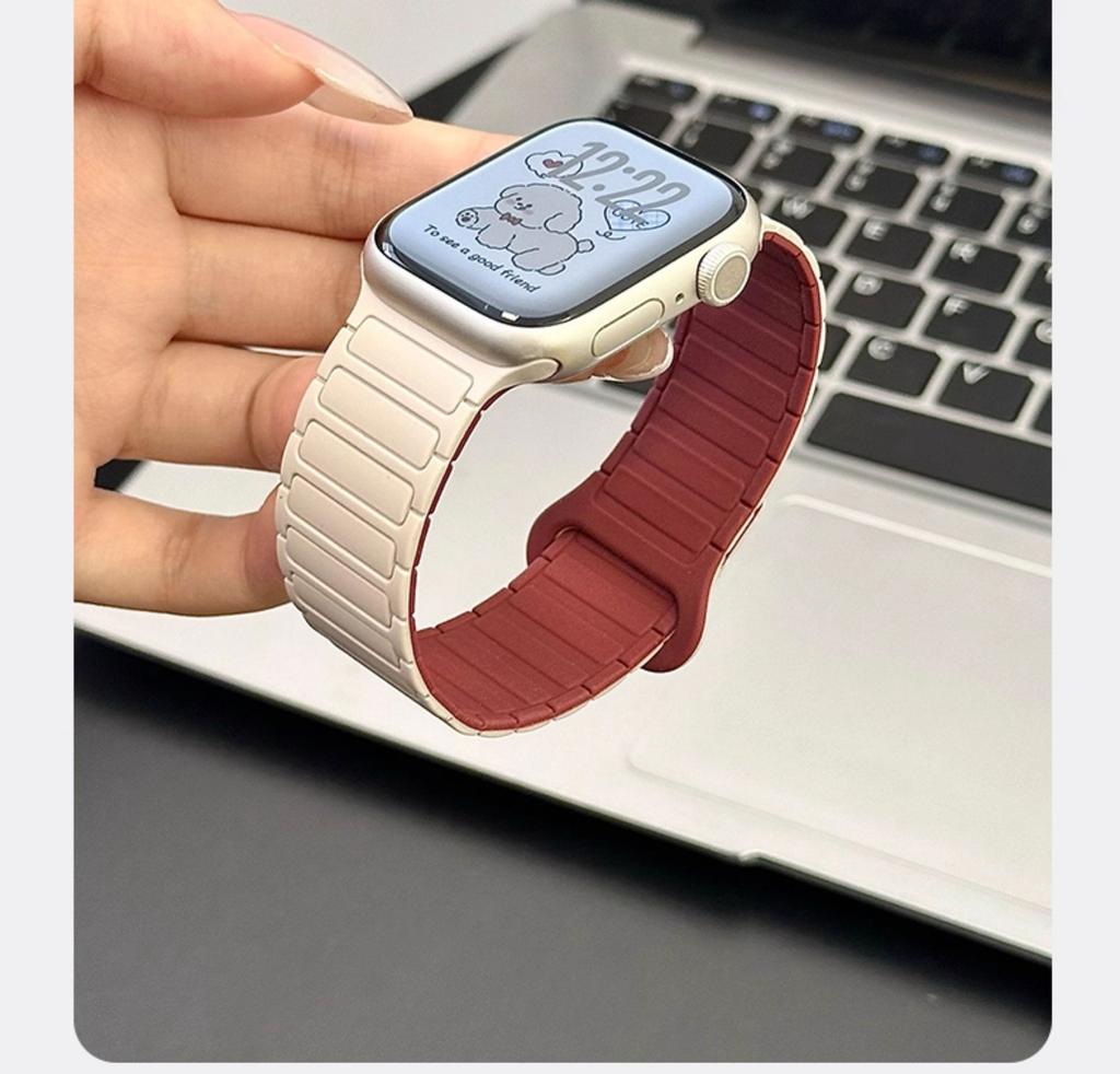 bands for Apple Watch strap 40mm 46mm 45mm 44mm 41mm 49mm Magnetic Silicone correas Bracelet iWatch Series 11 10 9 8 Se ultra2 3