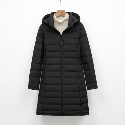 Feather New Женская 90-флисовая однотонная женская одежда с капюшоном и бесшовная куртка-пуховик с капюшоном Куртка среднего и длинного размера большого размера