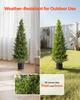Artificial Topiary Cedar Trees, 2 Set 1219mm Faux Pine Shrubs Plants, Fake Silk Tree Look Real, Easy Assembly for Decor Front Porch Outdoor Patio