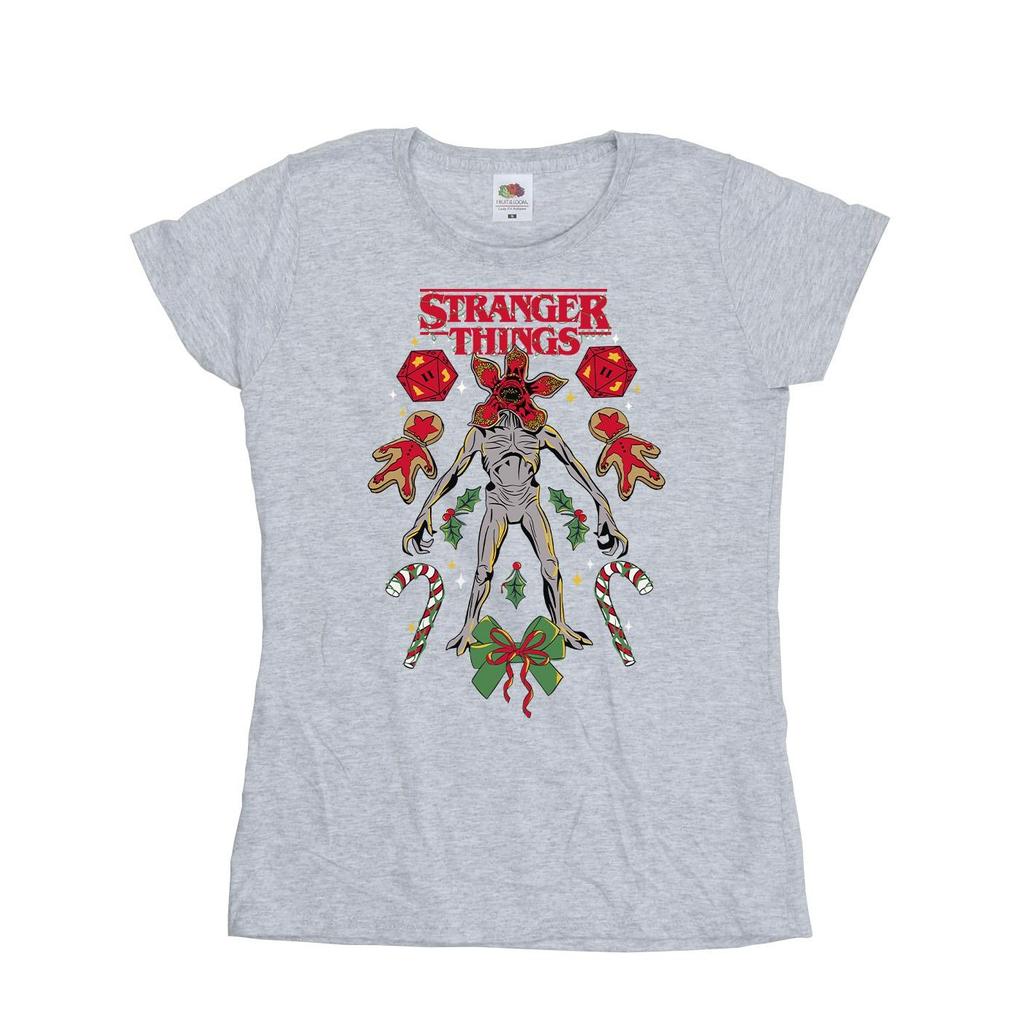Netflix Womens/Ladies Stranger Things Christmas Demogorgon Cotton T-Shirt