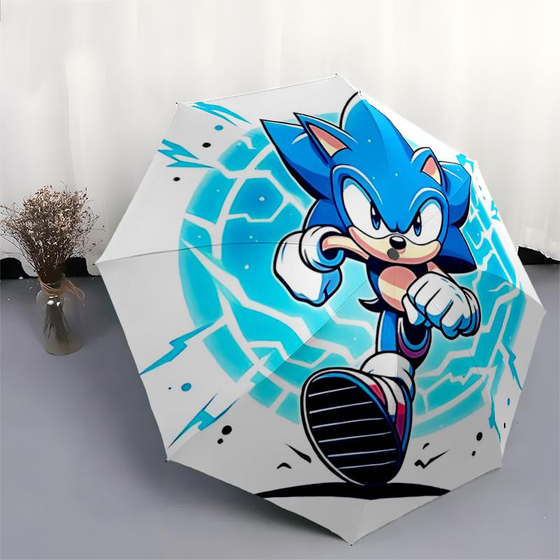 1pc Sonic Automatic Opening and Closing Umbrella - Lightweight 3-Fold Design, Suitable for Fans, Travel, Daily Use, Interesting Shape, Considerable Gi