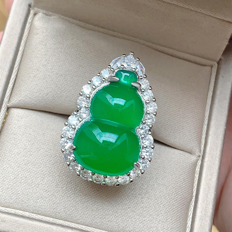 Chinese Jewelry Stud Earrings Imitation Chalcedony Gourd Ring Earrings Pendant Juice Necklace Women'S Set