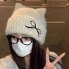 Thickened Cat Ear Beanie Windproof Knitted Skullies Soft Knitted Woolen Hat  Ladies