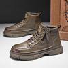 2024 Осень/Зима Мужские Ретро Повседневные Кожаные Ботинки Мартин: Универсальная обувь средней высоты для отдыха на природе