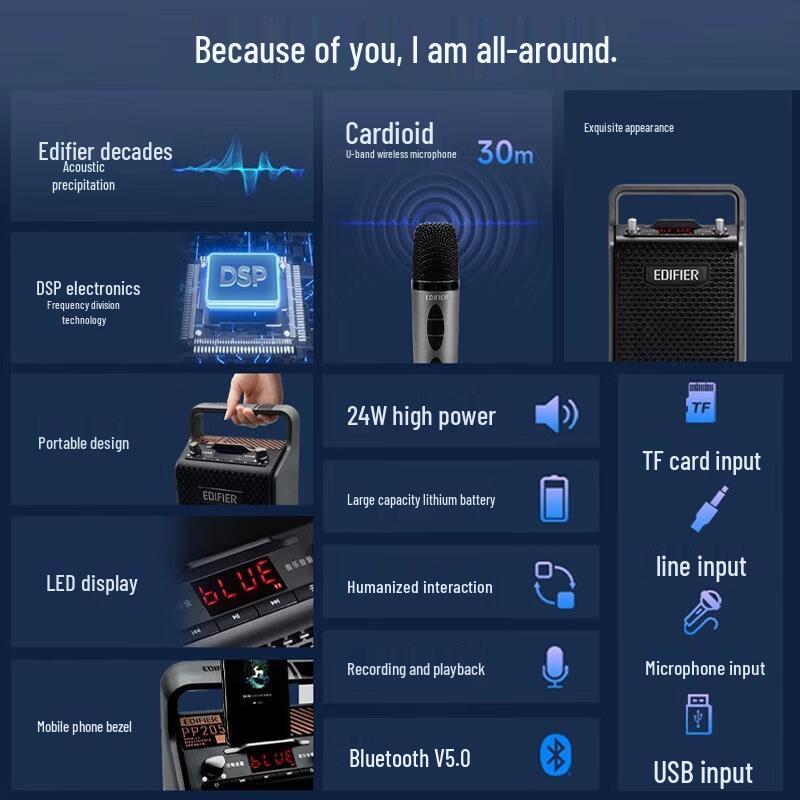 Edifier Портативная Bluetooth-колонка PP205, штекер CN (адаптер в комплекте)