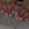 24 шт. Европейские и американские хиты продаж летние 3D белые цветы накладные ногти французский белый средний и короткий квадратный ноготь накладка