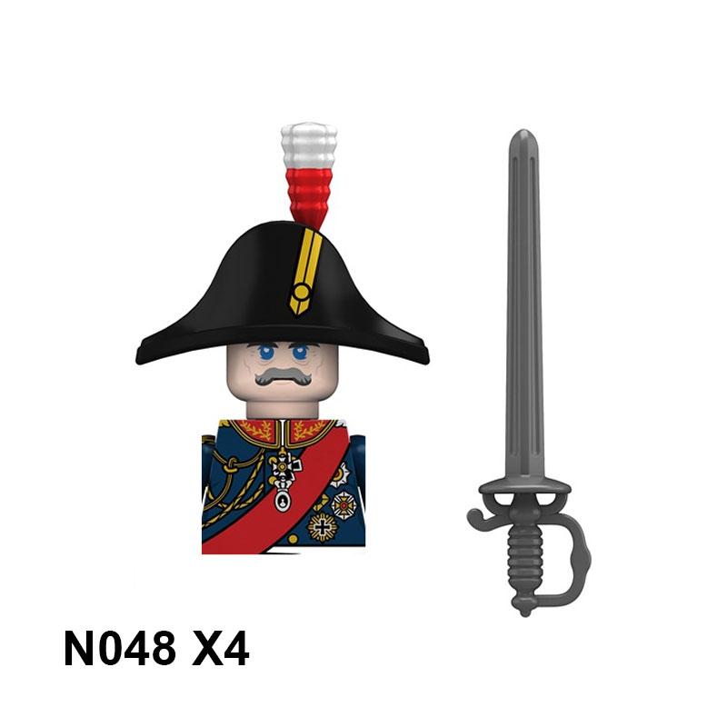 4pcs Military Building Blocks Medieval Knights Duke Marshal Figures Napoleonic Wars Weapons Sword Flags Shoulder Armor Cape Brick MOC