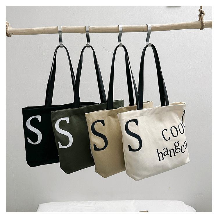 Женская большая вместительная холщовая сумка на плечо, студенческая большая сумка