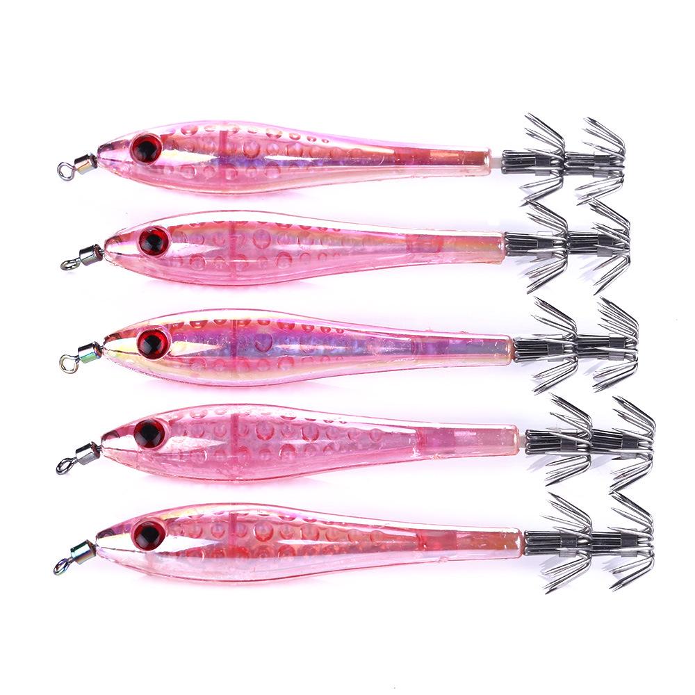 5PCS/LOT Shrimp Squid Jigs Jigging Squid Hook 9.5CM 6g Trout Lure Luminous Shrimp Squid Lure