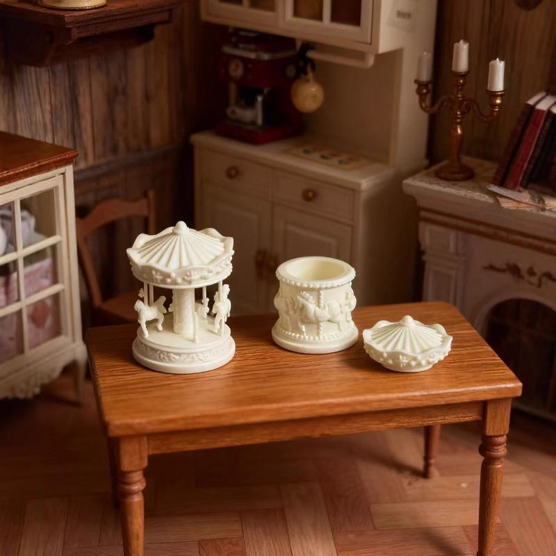 1Pcs Dollhouse Miniature Carousel Mini Storage Box Model Coffee Storage Case Home Decoration Toy Doll House Accessories