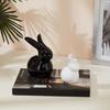 Home Décor Ceramic Rabbit Figurines (Set of 2, Black and White)