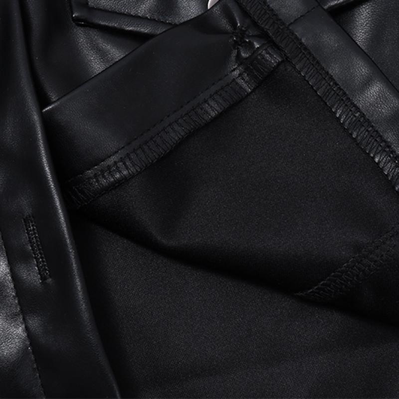 Женская короткая куртка из искусственной кожи Y2K, винтажное модное пальто на пуговицах с отложным воротником, женское уличное элегантное повседневное пальто в стиле гранж 2024