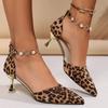 Women Sexy Leopard High Heels Sandals Women Bead Crystal Luxury Party Shoes Designer Dress Pumps Zapatillas De Mujer