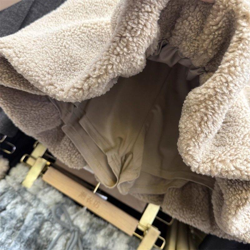 Women's Fluffy High-Waist Lambswool A-Line Skirt - Autumn/Winter French Style