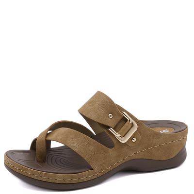 Модные летние женские туфли на танкетке Новые ретро-тапочки на платформе с танкеткой для женщин Повседневная пляжная обувь для отдыха Женские шлепанцы