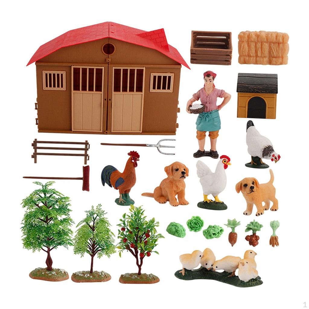 Набор фигурок Farm Animals, Игрушки, Реалистичный игровой набор с амбаром, для детей 3 4 5 6 лет