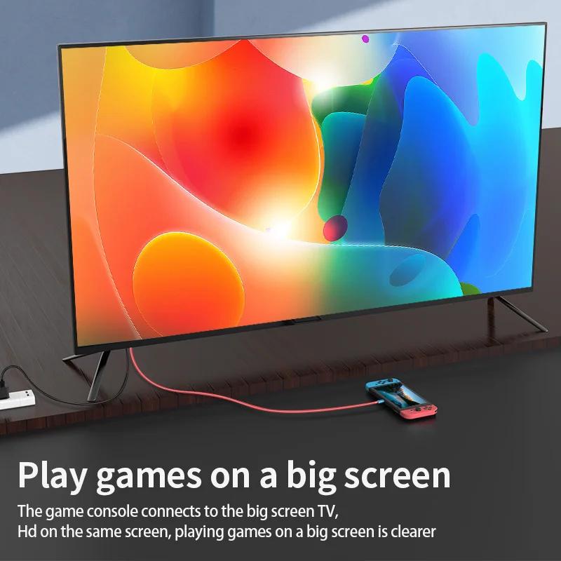 MobilePhone SteamDeck Type C to HDMI Cable for Nintendo Switch, 4K 1080P, 100W PD Charging, Compatible with Laptop, Tablet