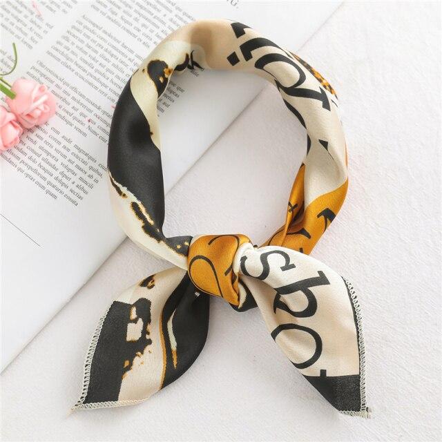 2021 Small Size Women Scarf Fashion Print Silk Scarves Square Neck Office Satin Handkerchief Bandana Foulard