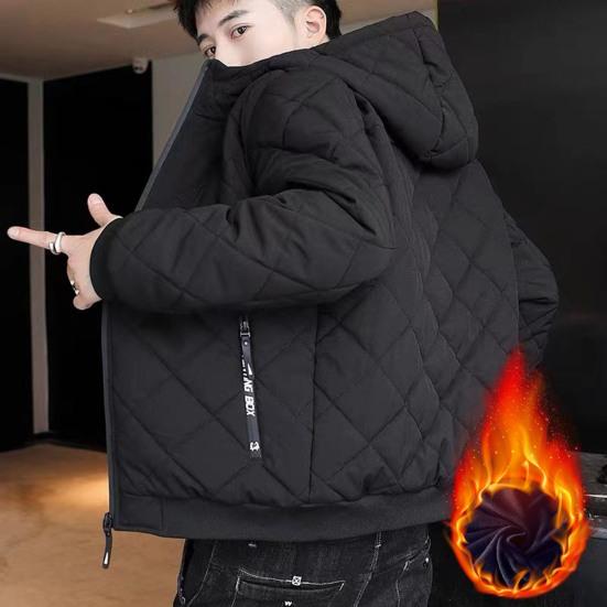 Мужская зимняя короткая куртка, теплая утолщенная, с капюшоном