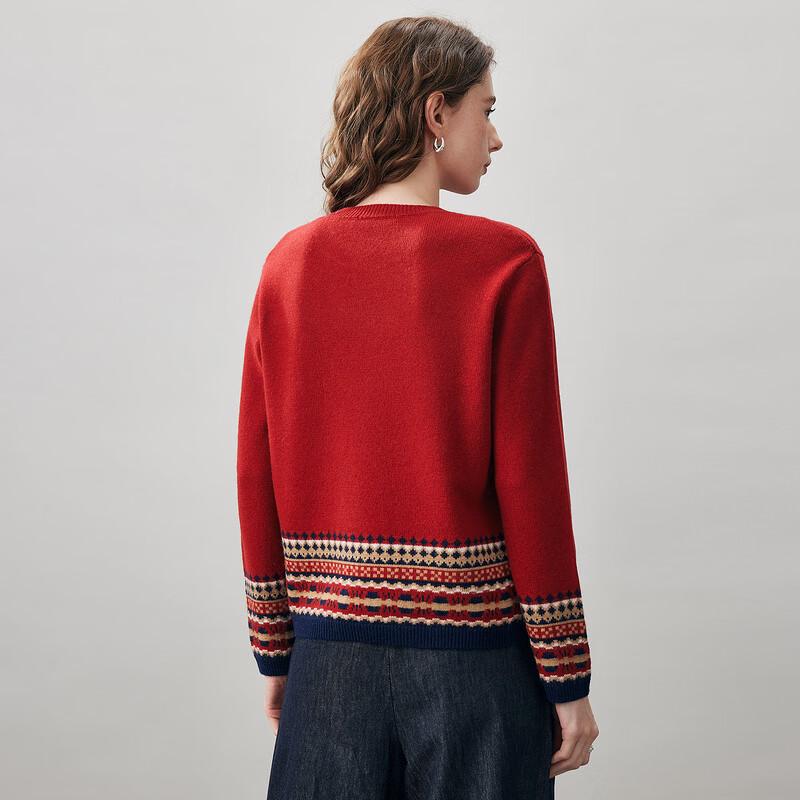 Женский пуловер из 100% шерсти в стиле Fair Isle с круглым вырезом