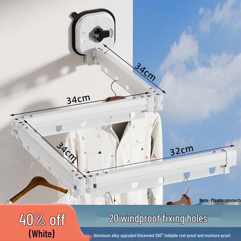 Punch-Free Suction Cup Folding Clothes Drying Rack with Retractable Rod – Invisible and Compact for Bathroom and Window Use