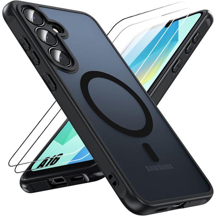 Coque de protection - BOOLING - pour Samsung Galaxy A16 4G/5G - Noir - 2 Verres Trempés - Antichoc