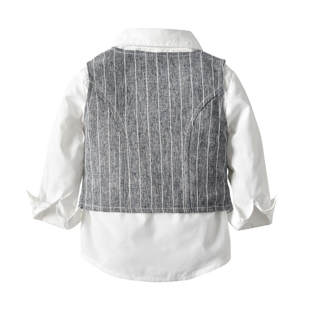 Однотонная футболка с галстуком-бабочкой для маленьких мальчиков, топы + брюки на подтяжках, наряды