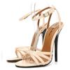 Summer  Party Sandals 12cm Thin High Heels Shoes Peep Toe Buckle Open Toe Pumps Plus Size:45 46 47 48 Sandalia Muje