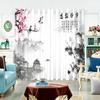 2 Panel Retro Chinese Curtains Plum Tree Moon Bird Printed Curtains for Girls Bedroom Luxury Living Room Window Cortinas Drapes