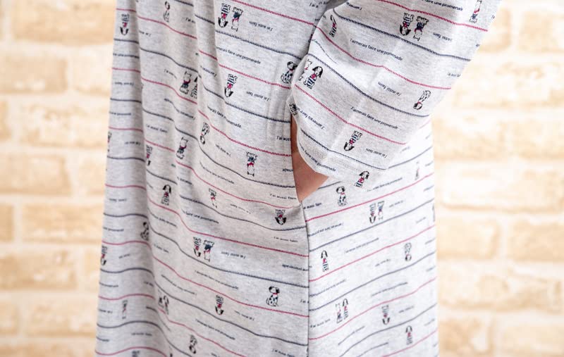 Маска для сна для глаз Мягкая и гладкая трикотажная ткань с собачкой Длинная передняя часть Размеры 32011 Пижама K's, Принт, 100% хлопок, Приятная к коже, Рукава, Прорезь,