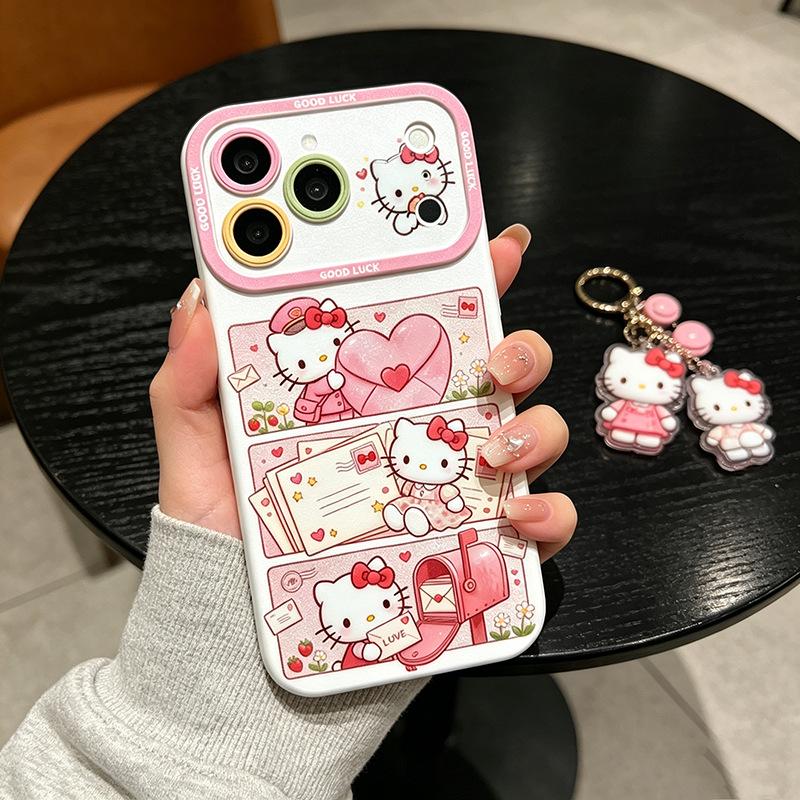 2026 Блестящий 6D тисненый чехол KT Cat для Apple 17 Pro Max/16 Pro Max/15: Полное покрытие, Креативный и Мягкий