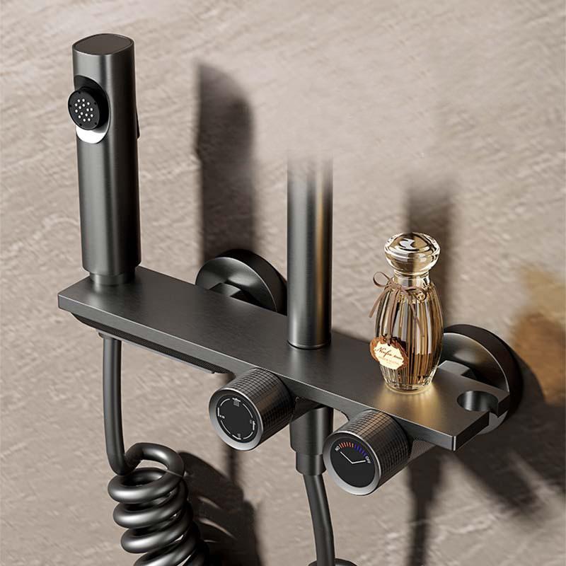 Цифровая душевая система фортепиано, настенный душевой набор для ванной комнаты с горячей и холодной водой, твердый латунный смеситель для ванны, серый цифровой душевой набор