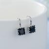 Natural Obsidian Gemstone Jewelry Stud Earring For Women Square Fine Silver 925 Jewelry Bizuteria Aros Mujer Oreja Earring Girls